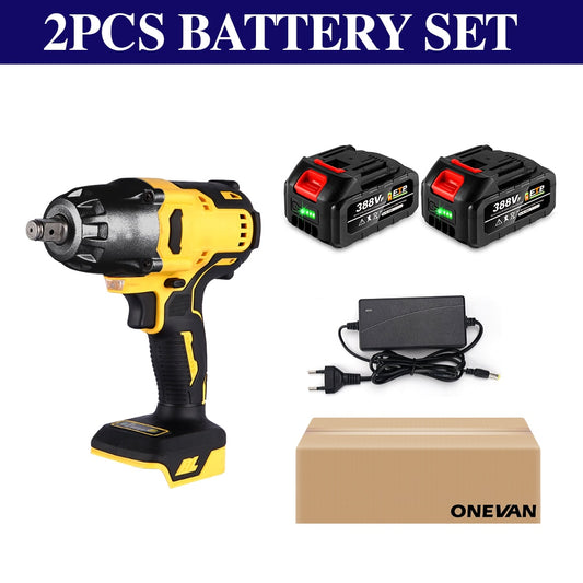 850 N.M 388VF Brushless Electric Impact Wrench 1/2" with 2x2000mah Lithium-Ion Battery 3 Gears Adjustable For Makita 18V Battery