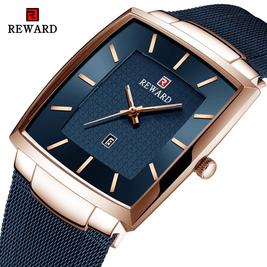 REWARD Fashion Blue Men's Watches 2022 New Top Luxury Brand Watch Men Business Waterproof Stainless Steel Quartz Wristwatch