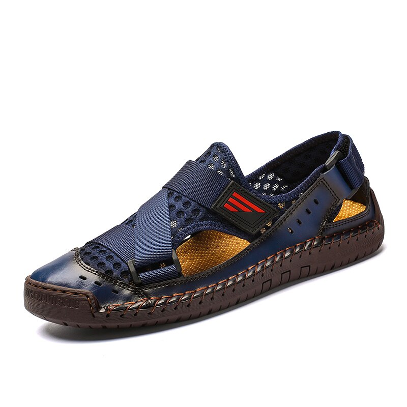 Mens Sandals Summer Breathable Mesh Deck Lightweight Beach Sandals Fisherman Shoes for Men Outdoor Fashion Handmade Men Shoes