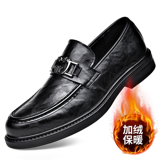 Business Men's Leather Shoes Spring Autumn Winter New Designer Warm Shoes Male Fashion Casual Soft Sole Loafers Men