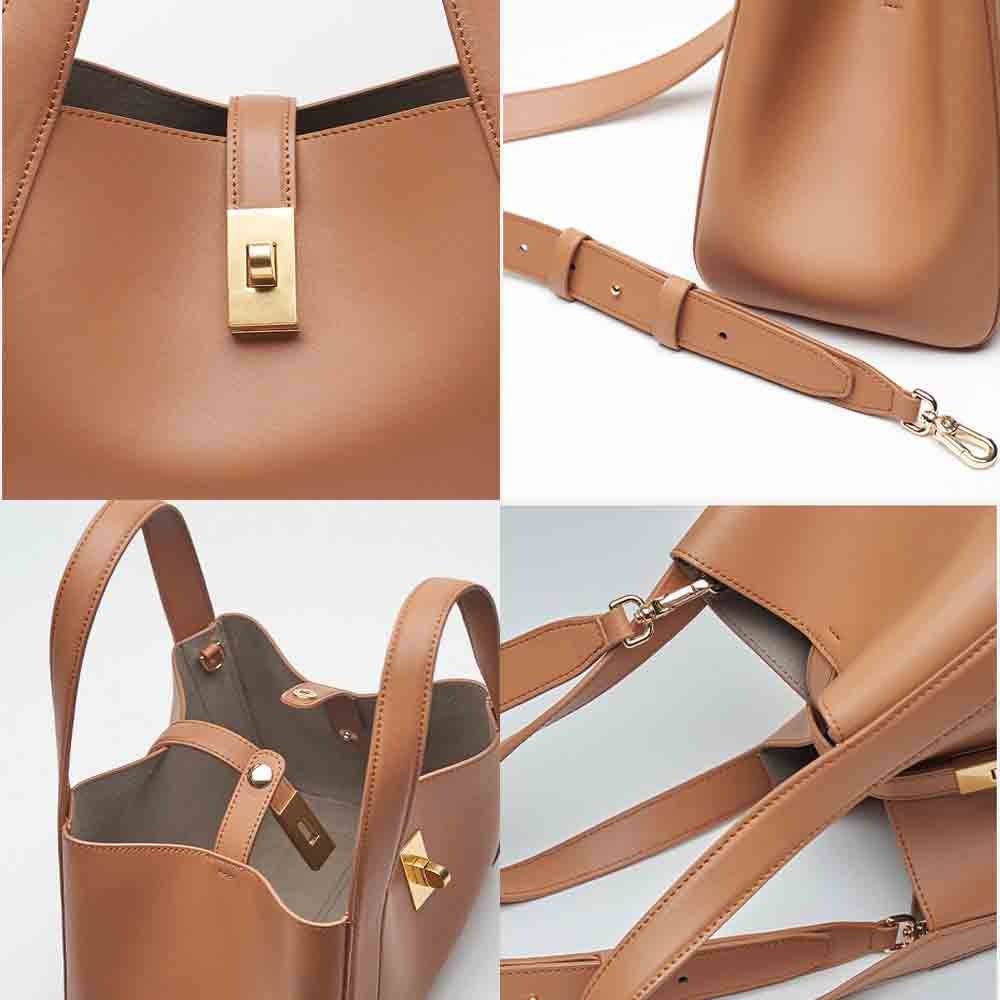 Fashionable Soft Genuine Leather Women Luxury Designer Bags Chic Shoulder Basket Bag Party Female Mini Tote Purses Black 2022