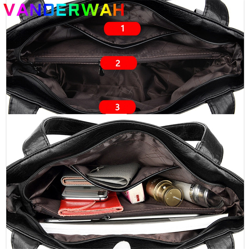 Quality Women's Leather Top Handle Bags Female Shoulder Sac Tote Shopper Bag Bolsa Feminina Luxury Designer Handbags for Woman