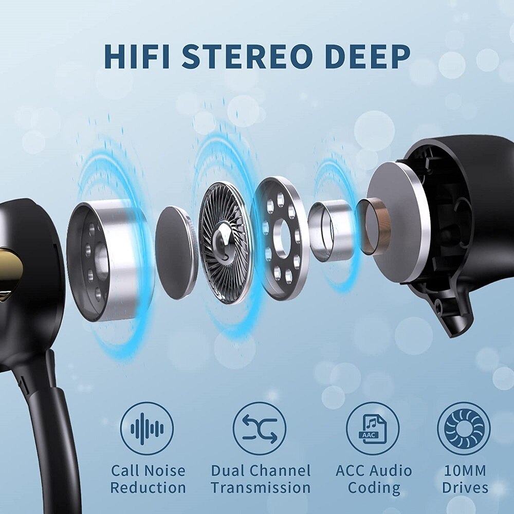 Bluetooth Headphones True Wireless Earbuds with Charging Box Stereo Sound Earphones with Mic in-Ear Headsets Deep Bass for Sport