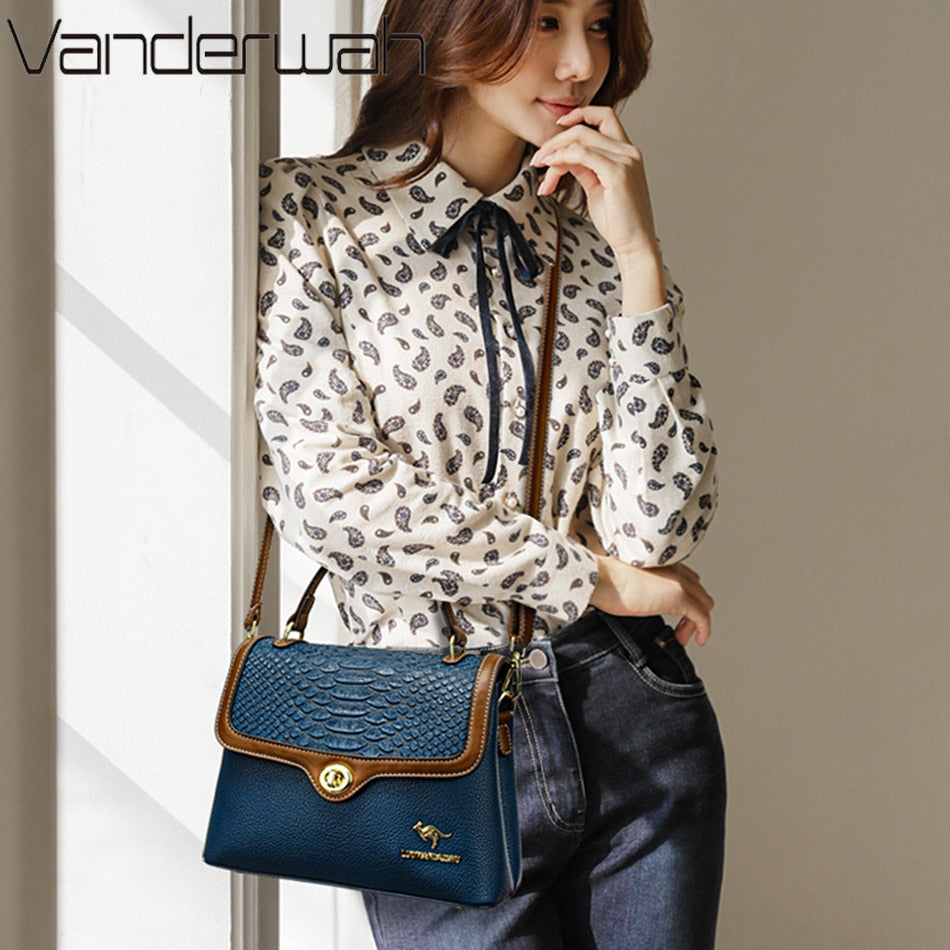 Elegant Women's Handbags High Quality Leather Totes Bag Female Top-Handle Sac Crossbody Shoulder Bag Hand Bag Bolsa 2 Layers