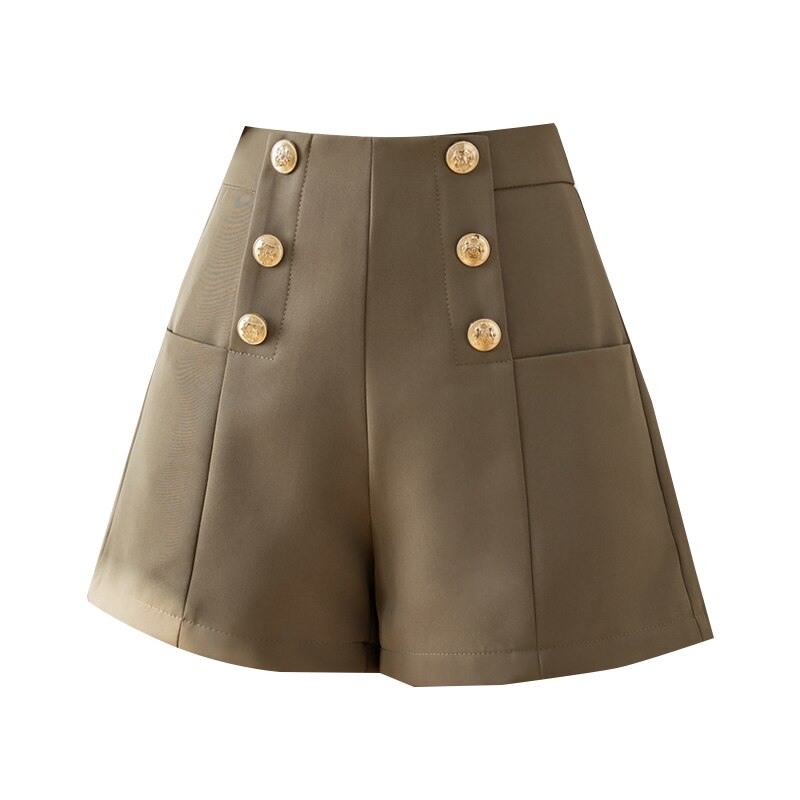 Women's Pants 2022 Summer Stretch Button Up Wide Leg Pants Women's High Waist Suit Short Women Solid Zipper Basic Sexy Shorts OL