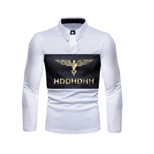 New Fashion Color Contrast Mens Polo Shirt Long Sleeve Casual Tops Men Clothing