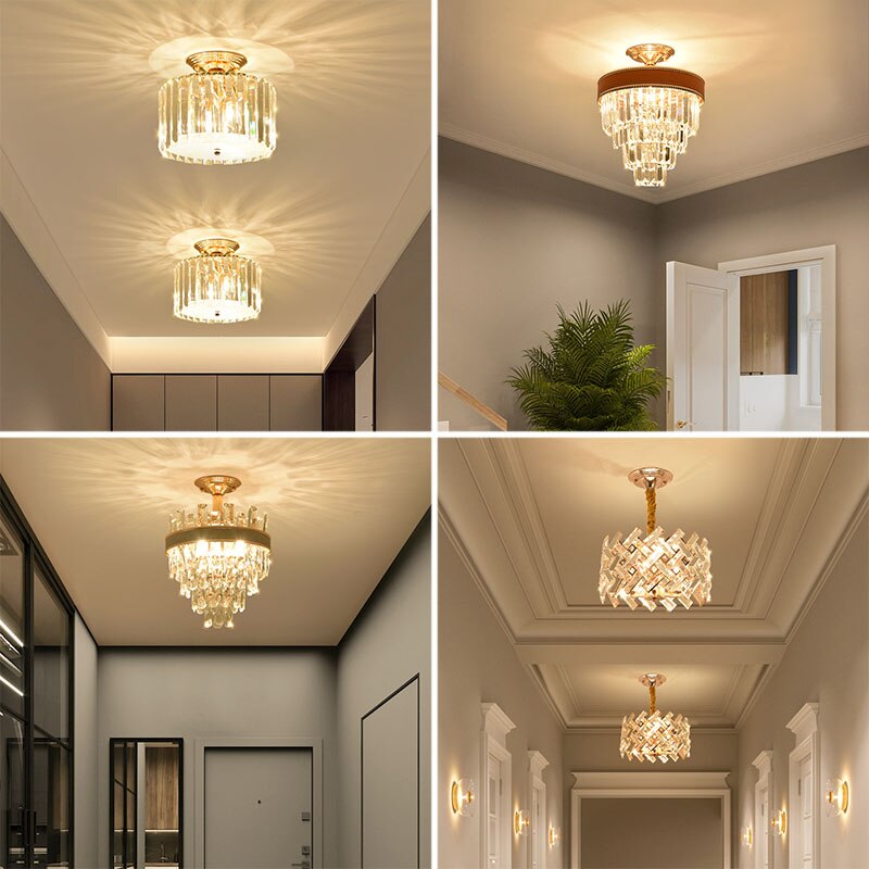 Luxury Crystal Ceiling Small Chandelier Living Room Decoration Bedroom Porch Corridor Led Indoor Pendant Lighting For Home
