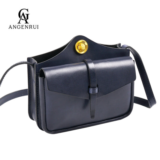 ANGENGRUI First Layer Cowhide women's Bag Simple and Exquisite Shoulder Bag Handmade Messenger Bag