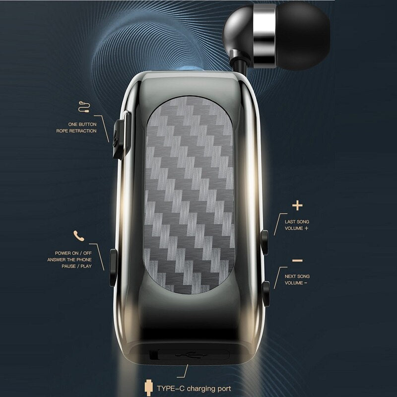 New Wireless Earphone Retractable Portable BT5.2 Talk Time 20 Hours Call Remind Vibration Sport Clip Driver Auriculares Earphone