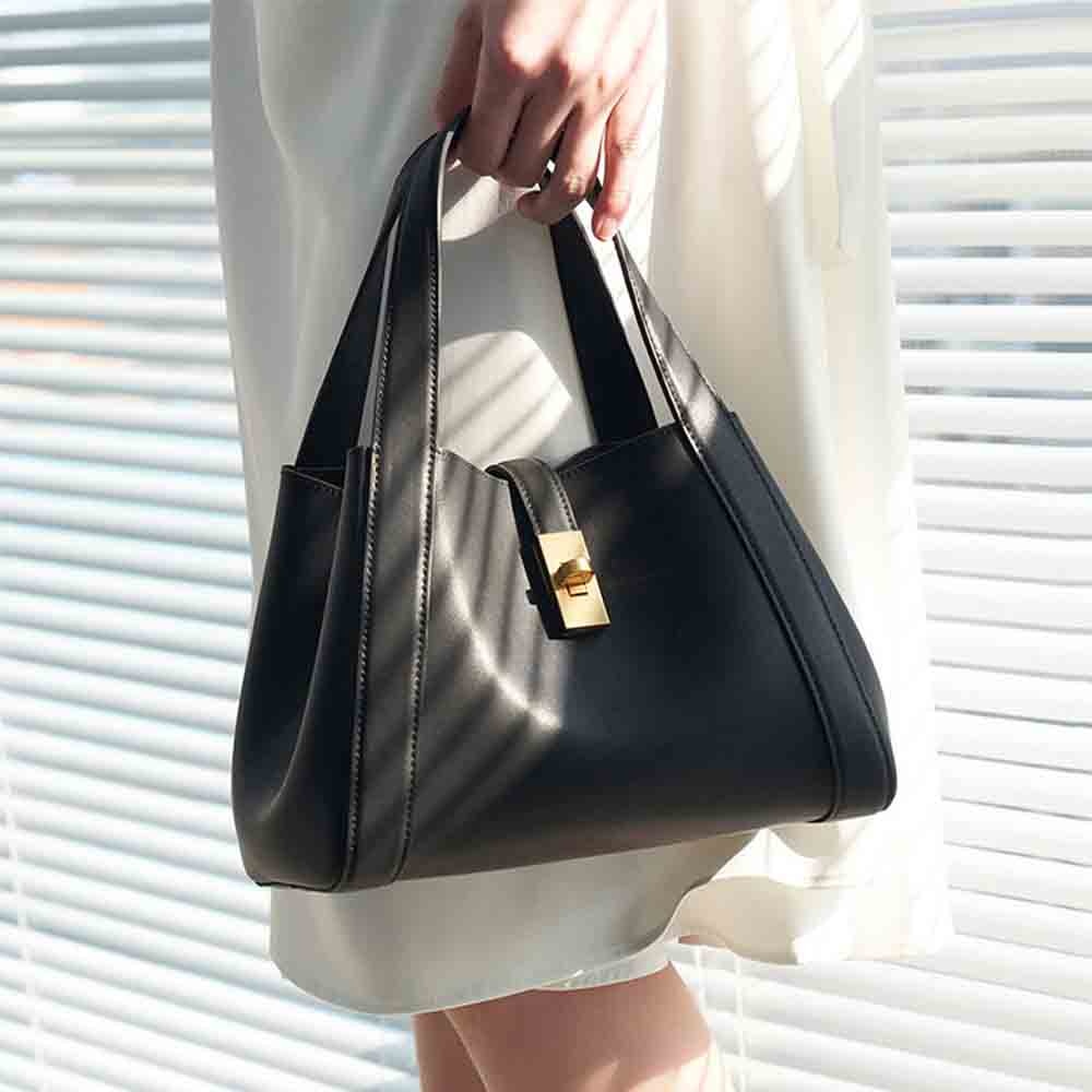 Fashionable Soft Genuine Leather Women Luxury Designer Bags Chic Shoulder Basket Bag Party Female Mini Tote Purses Black 2022