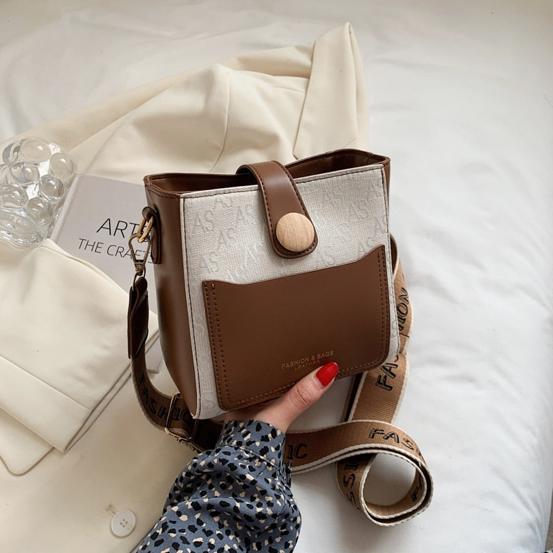Casual Designer Women's Bag 2022 Trend Simple Bucket Crossbody Bags Wide Shoulder Handbags Elegant Wild Female Shoulder Bags Sac