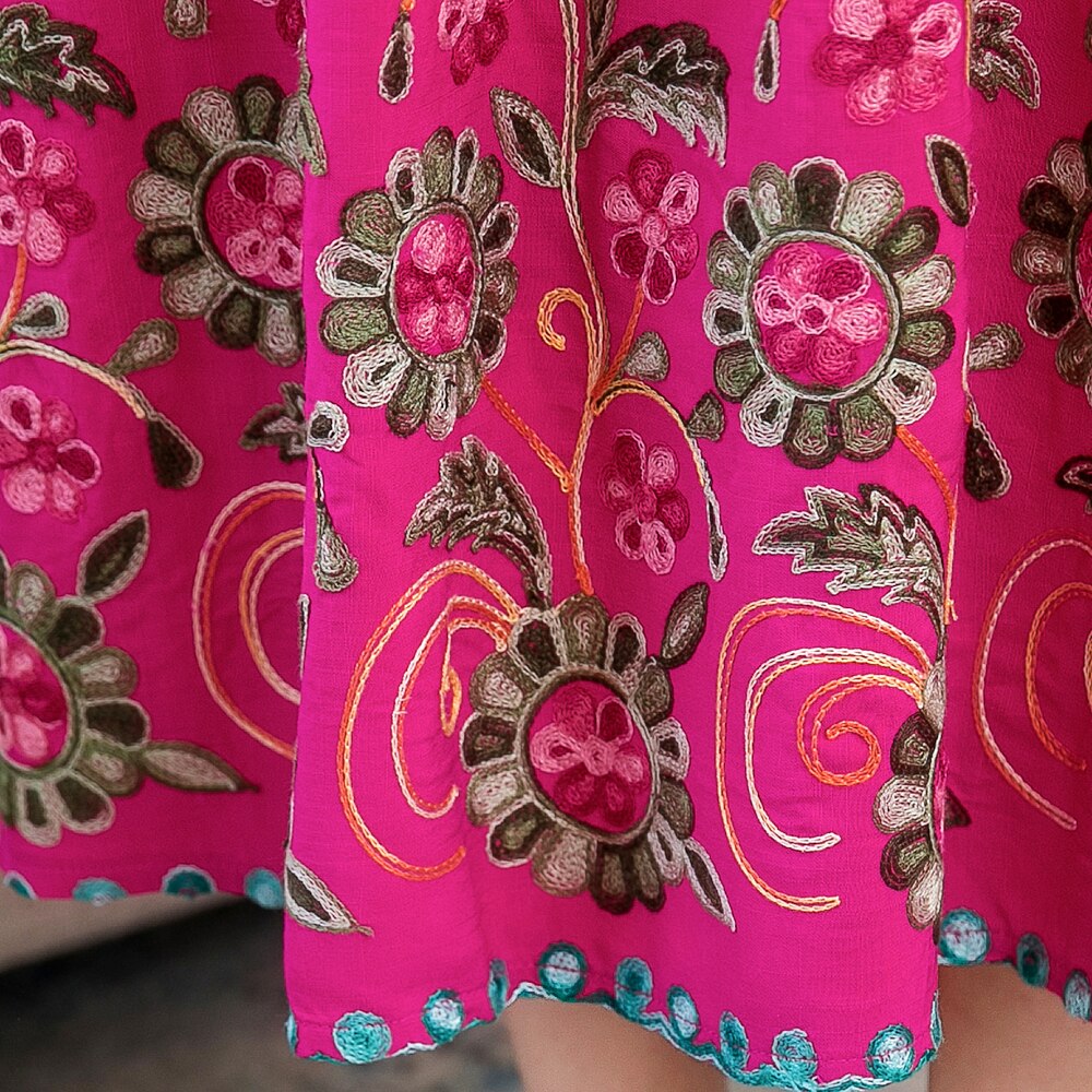New Casual Summer Dress For Woman Dresses Women Floral Sunflower Dress Embroidery Ladies Party Dress Female vestidos
