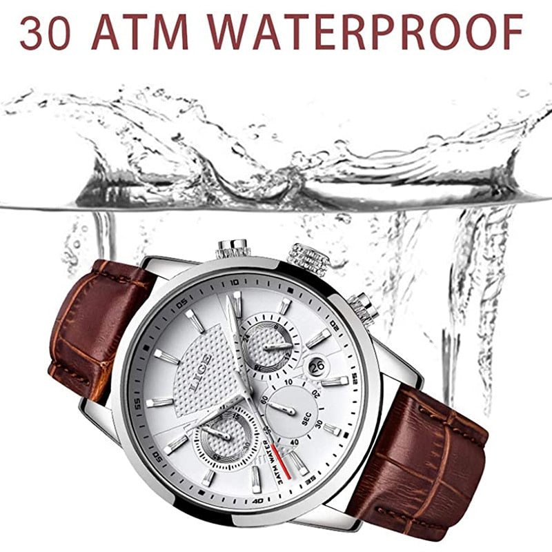 Watches Mens 2022 LIGE Top Brand Luxury Casual Leather Quartz Men's Watch Business Clock Male Sport Waterproof Date Chronograph