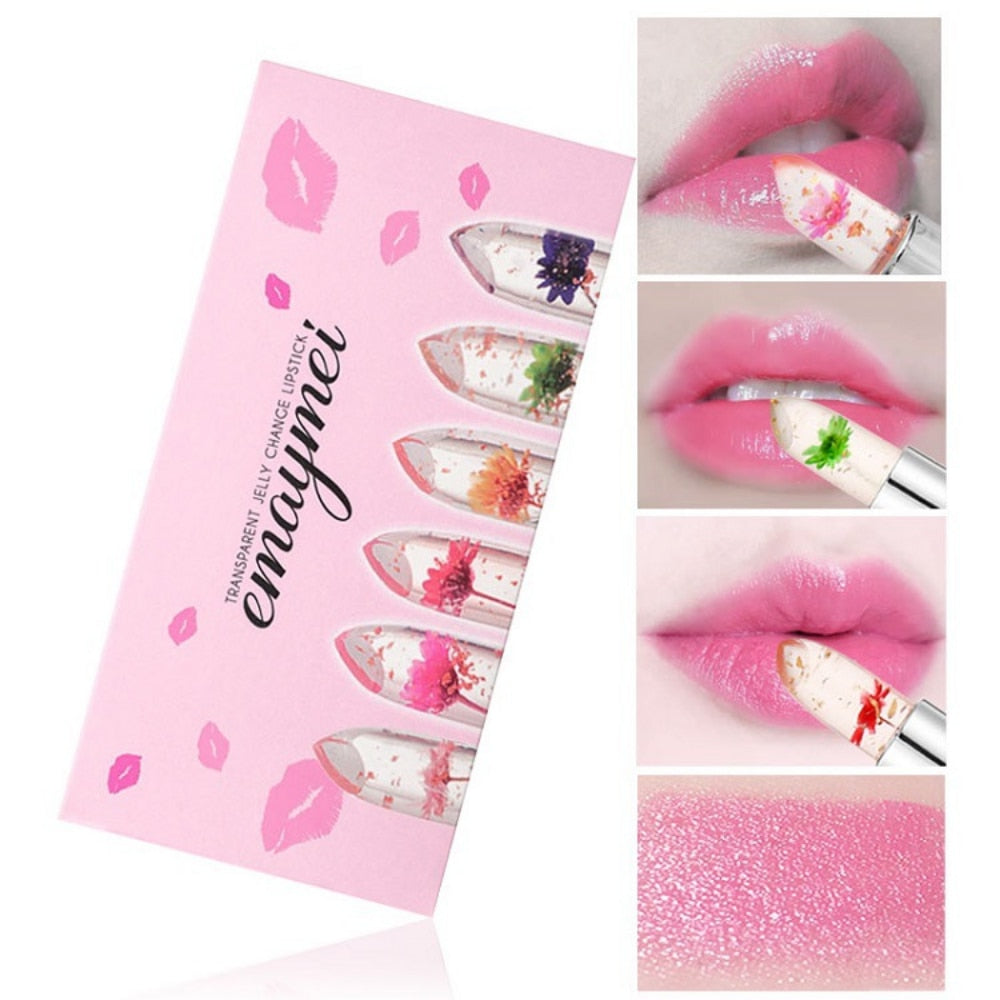 6-pack Transparent Moisturizing Jelly Lipstick Moisturizing Color Changing Lipstick Set Wholesale Make Up Matte Lipstick