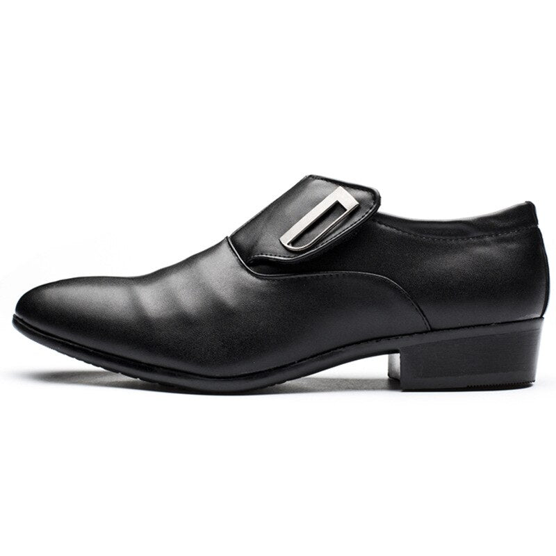 Hot Sales Luxury Brand PU Leather Fashion Men Business Dress Loafers Pointy Black Shoes Breathable Formal Wedding Shoes 38-48