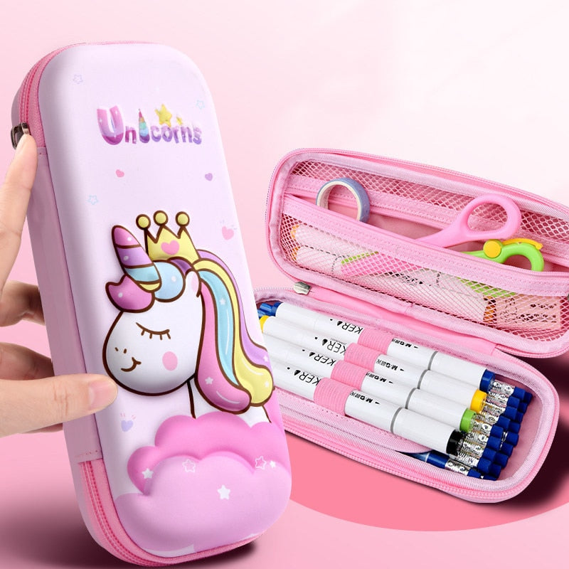 3D EVA unicorn cute pencil case cartoon stationery box girls Color pencil box student pen case school supplies gifts ipad case