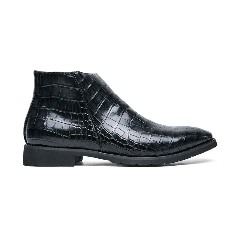 Men's Boots Zip Black Brown Low-heeled Business Handmade Cowboy Boots Botas De Trabajo Hombre Shoes for Men with Free Shipping