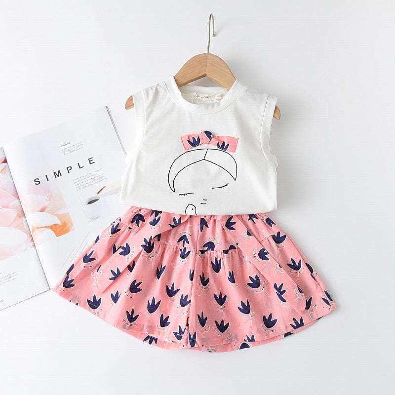 Kids Girls Clothing Sets Summer New Style Brand Baby Girls Clothes short Sleeve T-Shirt+Pant Dress 2Pcs Children Clothes Suits