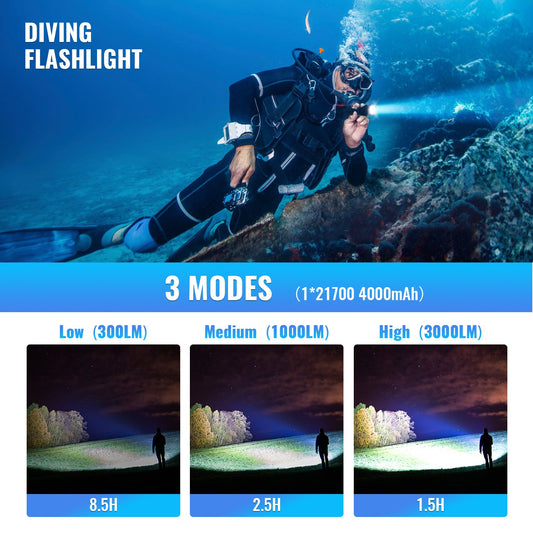 Sofirn SD05 Scuba Dive LED Diving Light XHP50.2 Super Bright 3000lm 21700 Lamp with Magnetic Switch 3 Modes