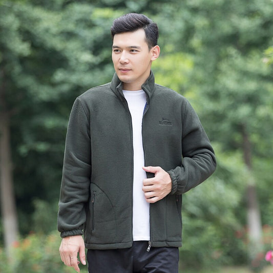 Autumn Men's Fleece Jacket Winter Thick Warm Outdoor Jacket for Men Stand Collar Fashion Casual Streetwear Coat Men Clothing
