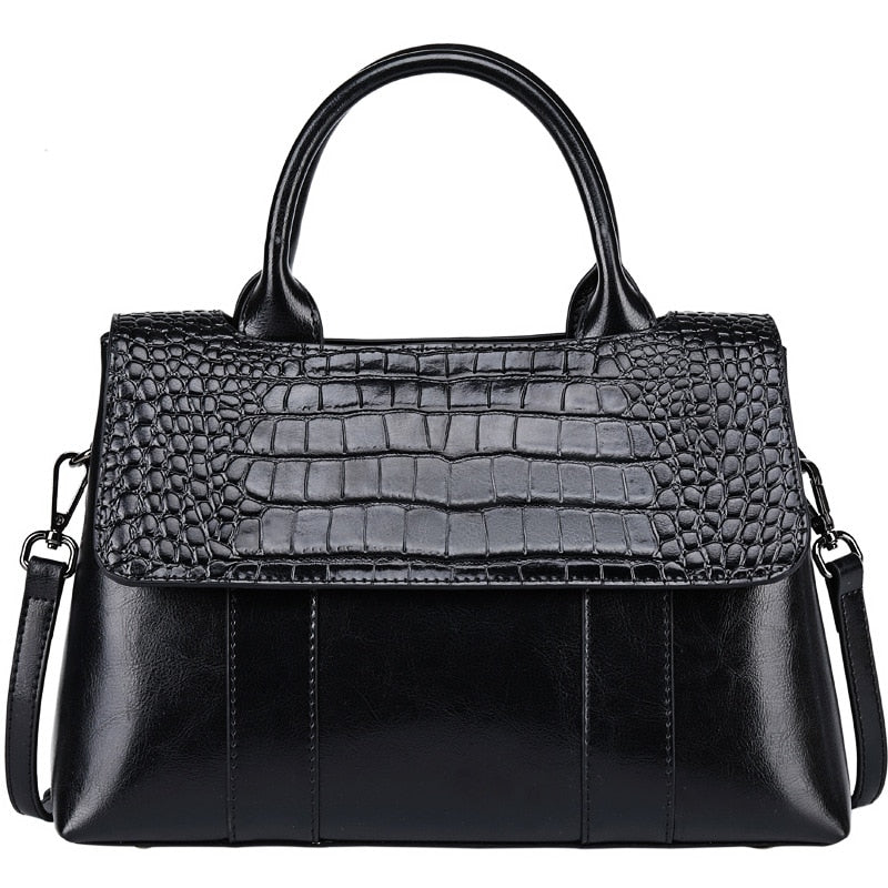 Oil Wax Cowhide Large-capacity Bags Women's 2022 New Fashion Business Casual Handbag Ladies Shoulder Leather Bag Popular Tote