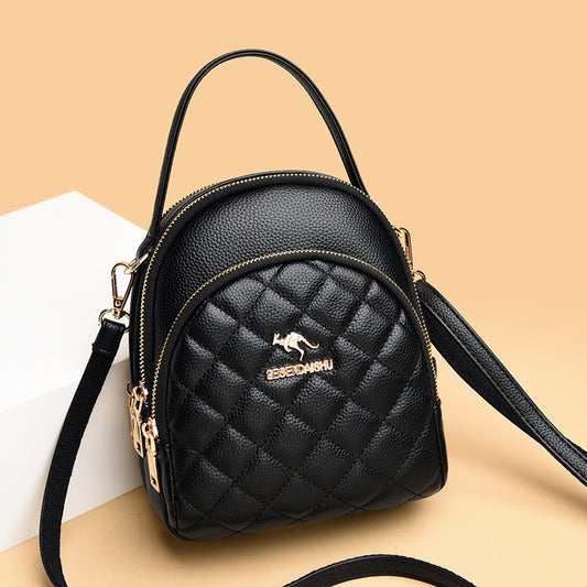 2022 New Summer Shoulder Bag Women's Backpack PU Three-Layer Round Messenger Bag Coin Purse Multipurpose Female Bag