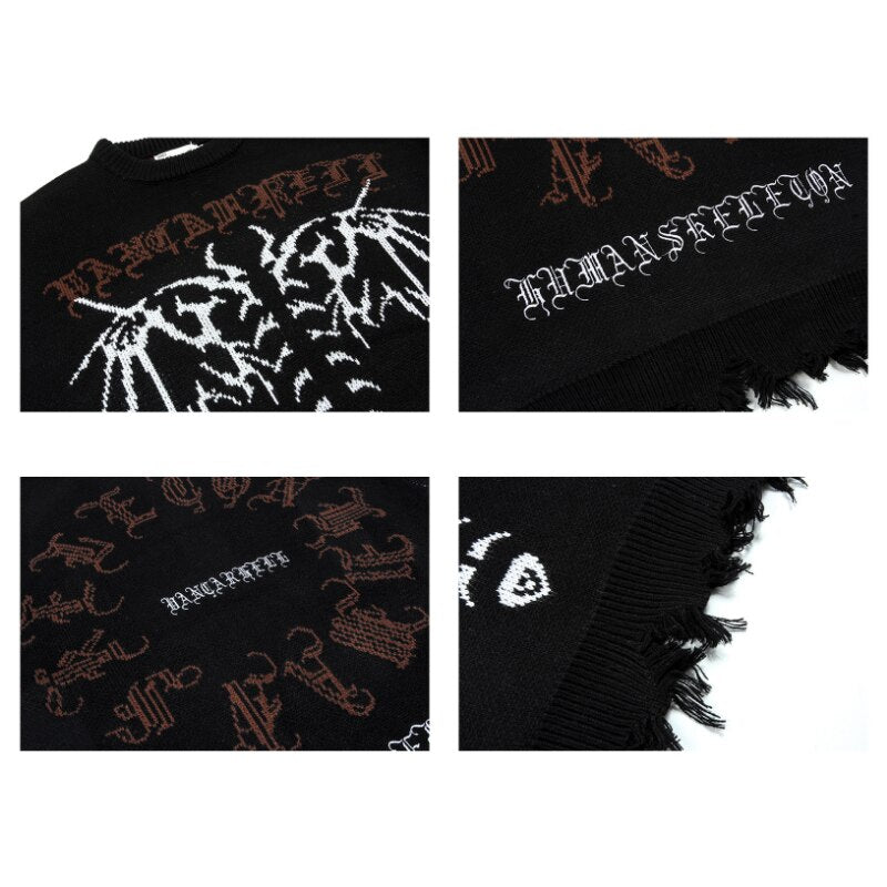 European and American Men's Sweater Darkness American Street Skull Pullover Loose Couple's Sweater