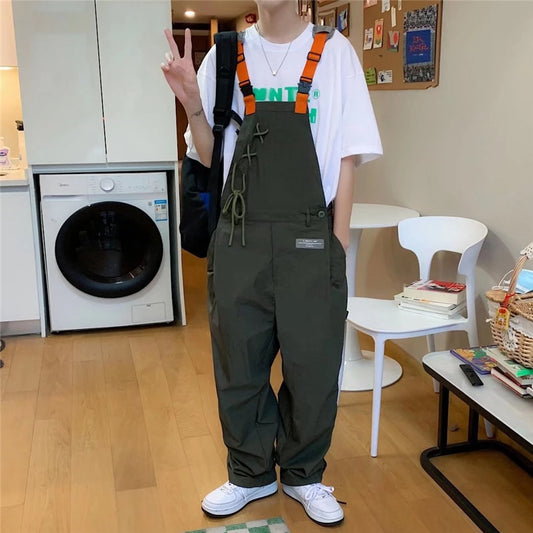 Japanese functional wind overalls overalls men's streetwear design sense summer thin loose straight casual pants Overalls