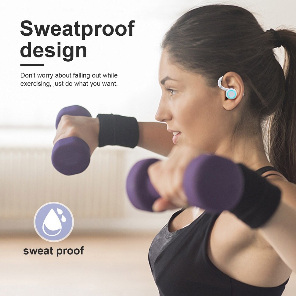 TWS Wireless Headphones Bluetooth Earphones Stereo Ear Hook Touch Control Noise Reduction Waterproof Headsets With Microphone