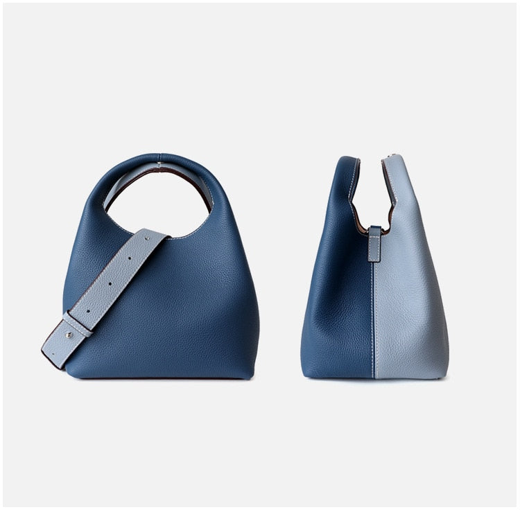 Motingsome Patchwork Style Women Bucket Bag Lychee Texture Cowhide Luxury Designer Bag High Grade Ladies Handbag 2022 New Winter