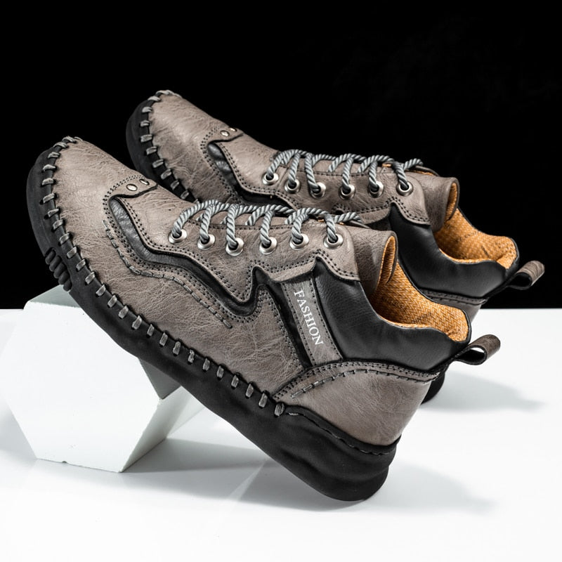 Men Boots Classic Fashion Motorcycle Leather Casual Comfortable Winter Driving Shoes Flats Ankle Leisure Trend Hiking Outdoor