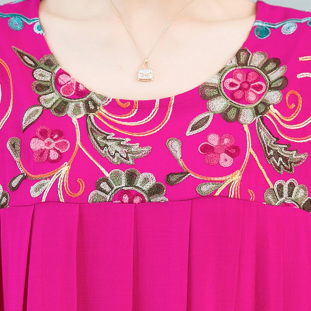 New Casual Summer Dress For Woman Dresses Women Floral Sunflower Dress Embroidery Ladies Party Dress Female vestidos