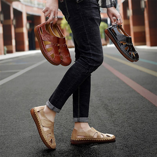 Hot Sale Summer Beach Men's Sandals Handmade Genuine Leather Sandals Outdoor Non-slip Wading Shoes Comfortable Men Casual Shoes
