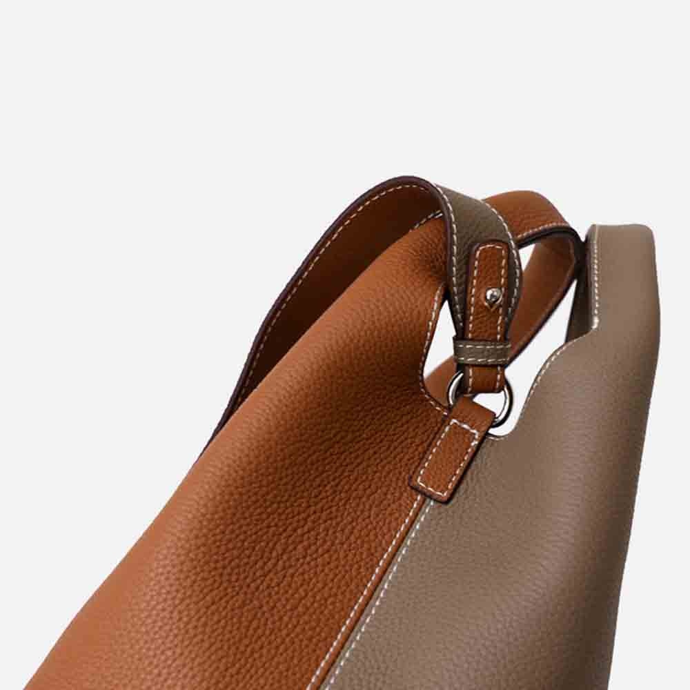 Motingsome Patchwork Style Women Bucket Bag Lychee Texture Cowhide Luxury Designer Bag High Grade Ladies Handbag 2022 New Winter