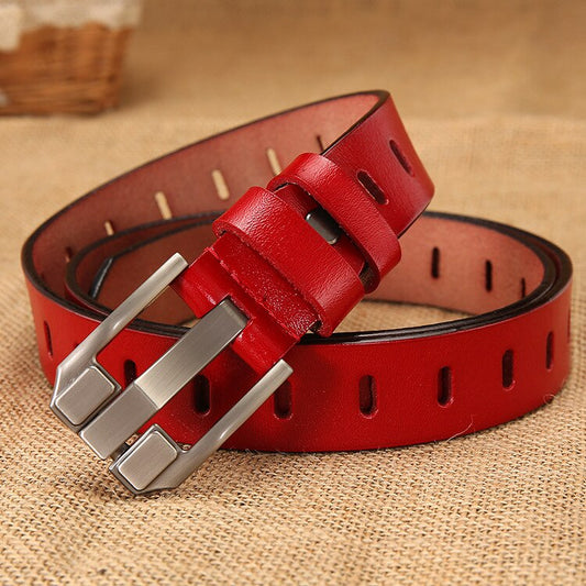 RAINIE SEAN Red Women Belt Pin Buckle Real Leather Belts for Jeans Genuine Leather Cowskin High Quality Solid Ladies Belt 110cm