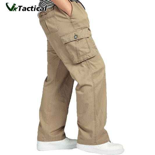 MEN'S PANT LARGE SIZE Big 4xl 5xl 6xl Plus Casual Men Elastic Waist Multi Pocket Long Baggy Straight Cargo Jogger Trousers Male