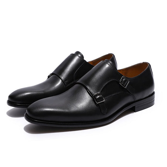 Size 6 To 13 Handmade Plain Toe Mens Oxfords Double Buckles Monk Strap Formal Shoes Genuine Leather Classic Dress Shoes for Men