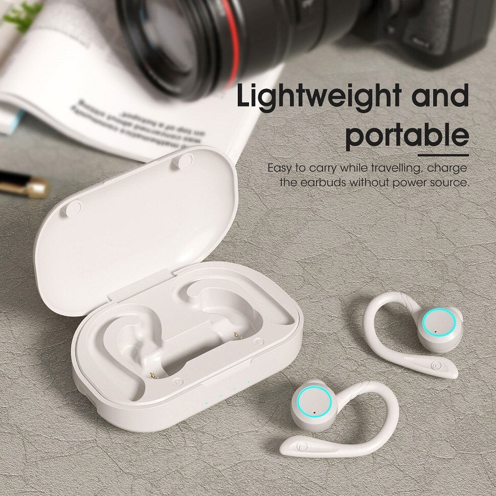TWS Wireless Headphones Bluetooth Earphones Stereo Ear Hook Touch Control Noise Reduction Waterproof Headsets With Microphone