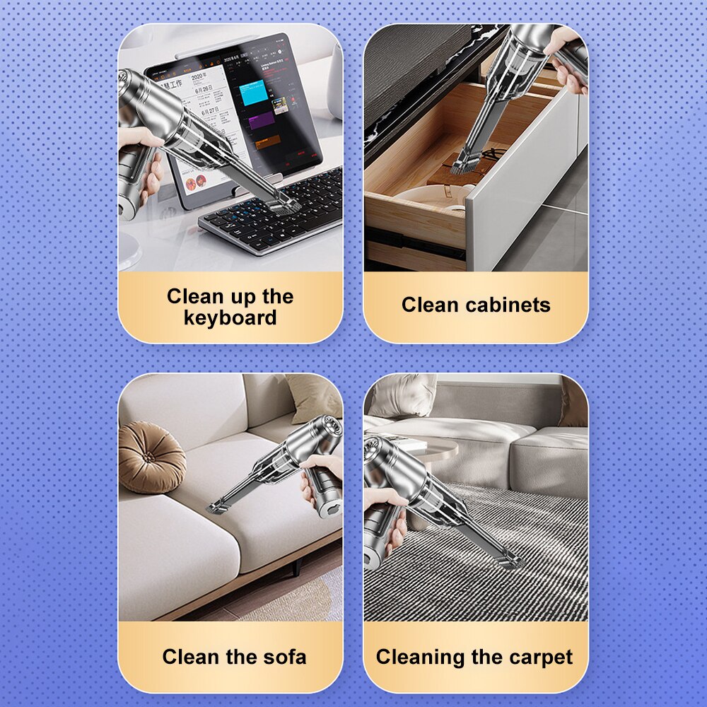95000Pa Car Wireless Vacuum Cleaner Wet Dry Vacuum Cleaner Cordless Handheld Auto Vacuum Home & Car Dual Use Mini Vacuum Cleaner