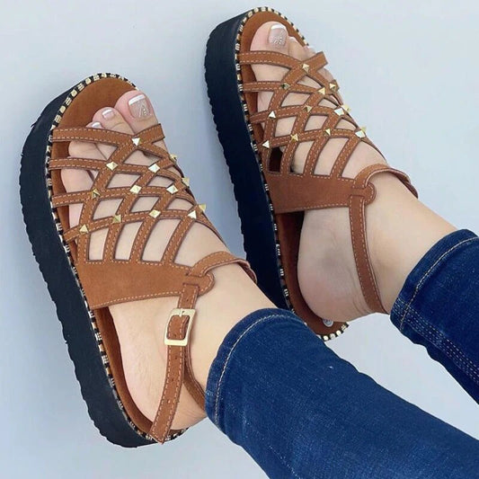 Women Sandals 2022 New Shoes Pointed Toe Buckle Strap Women's Sandals Thick Bottom Hollow Out Sexy Shoes For Women Footwear