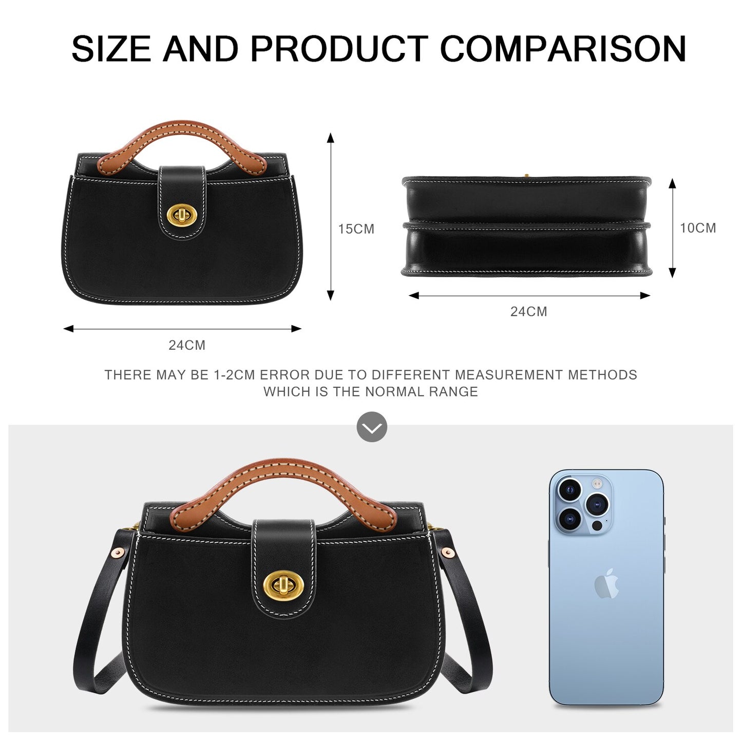ANGENGRUI Handmade Women's Bag Retro Vegetable Tanned Leather Three-dimensional Saddle Bag Shoulder Messenger Small Bag