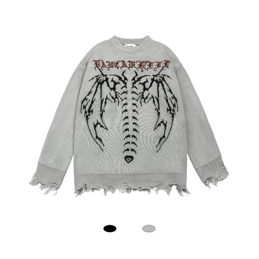 European and American Men's Sweater Darkness American Street Skull Pullover Loose Couple's Sweater