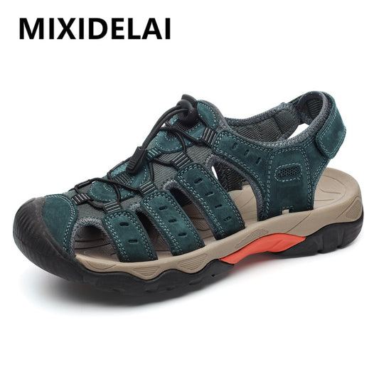 New Men's Sandals Soft Genuine Leather Sandals Shoes Men Large Size Outdoor Summer Shoes Comfort Beach Sandals Roman Men Shoes