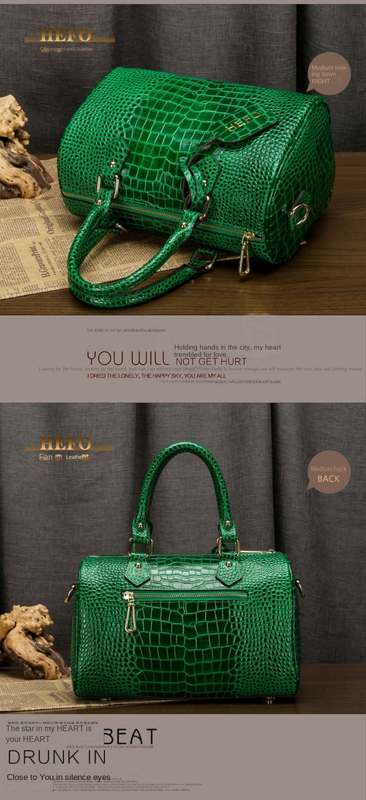 Crocodile Pattern Portable Women Handbags Leather Bag Boston Genuine Leather Cross-Body Bag New Women's Bag