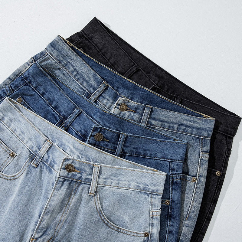 2022 Autumn New Men's Cotton Jeans South Korea Fashion Street Loose Straight Wide Leg Trousers Street Women Baggy Black Jeans