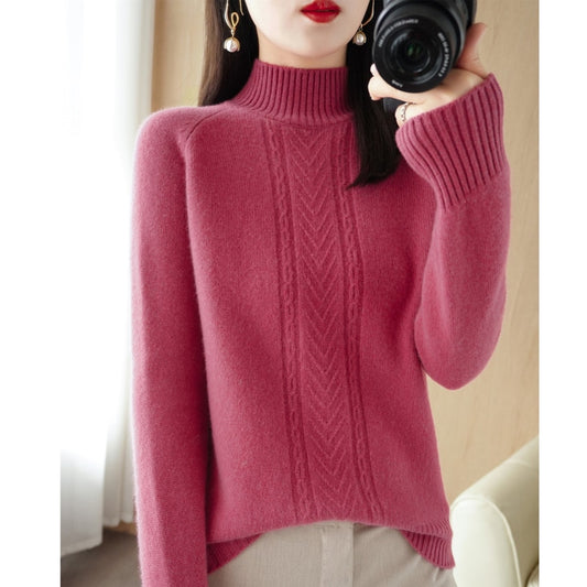 Autumn And Winter Explosive Knitwear Half Turtleneck Thick Warm Sweater Women's Fashion Languid Style Woolen Sweater Base