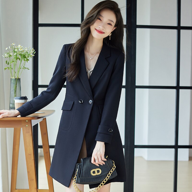 Autumn Trench Coat for Women Mid-length Jackets 2022 New Fashion Women Clothing Suit Jacket Women OL Elegant Long Coat Women