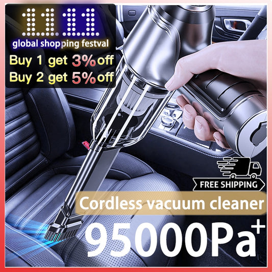 95000Pa Car Wireless Vacuum Cleaner Wet Dry Vacuum Cleaner Cordless Handheld Auto Vacuum Home & Car Dual Use Mini Vacuum Cleaner