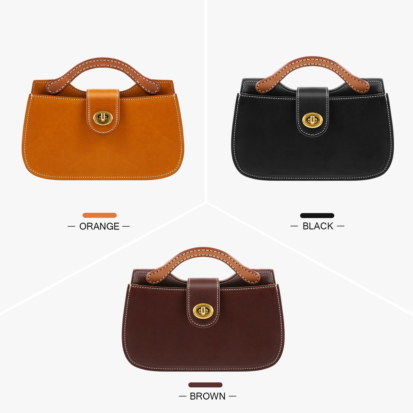 ANGENGRUI Handmade Women's Bag Retro Vegetable Tanned Leather Three-dimensional Saddle Bag Shoulder Messenger Small Bag