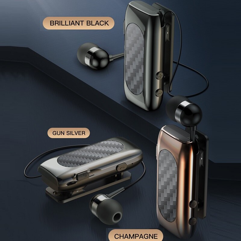 New Wireless Earphone Retractable Portable BT5.2 Talk Time 20 Hours Call Remind Vibration Sport Clip Driver Auriculares Earphone